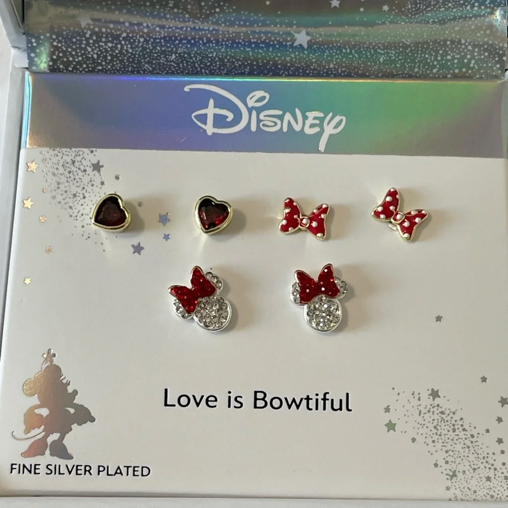 Disney Classics Jewelry | Minnie Mouse Bow Earrings Set